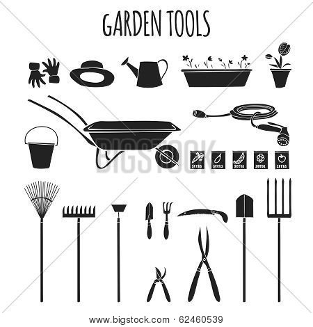 Garden tools icons set