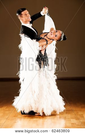 Professional Ballroom Dance Couple Preform An Exhibition Dance