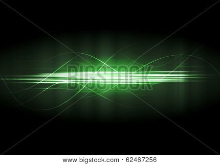 Abstract green neon lines vector background