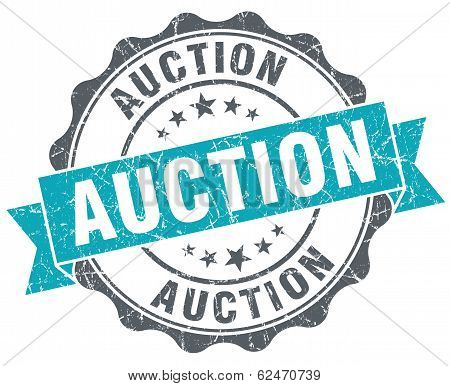 Auction Blue Grunge Retro Style Isolated Seal