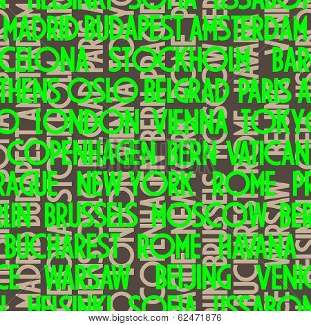 art colorful seamless vector pattern background with names of cities