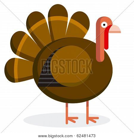 Vector Cute Cartoon Turkey Isolated On White Background