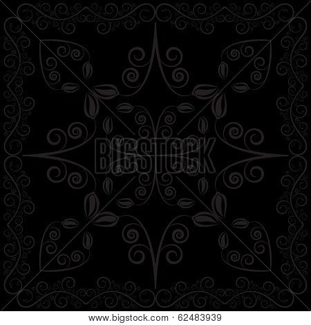 Black flower and leaf background vector