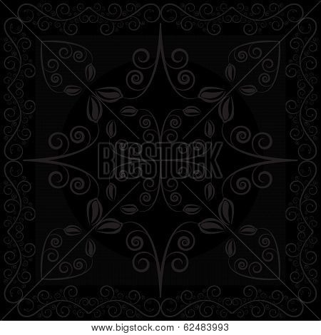 Black tones background with flower and leaf  vector