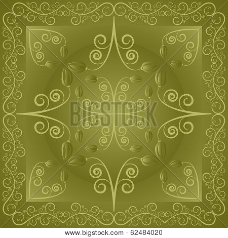 green gradient background with flowers and leaves