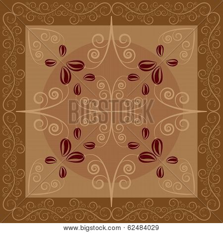carpet with flowers and leaves on brown background