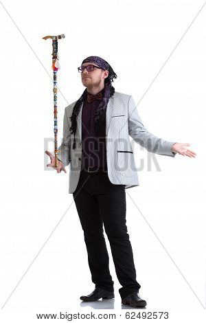 Redbeard middle-aged artist isolated on white
