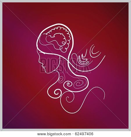 Abstraction of a woman's face with patterns