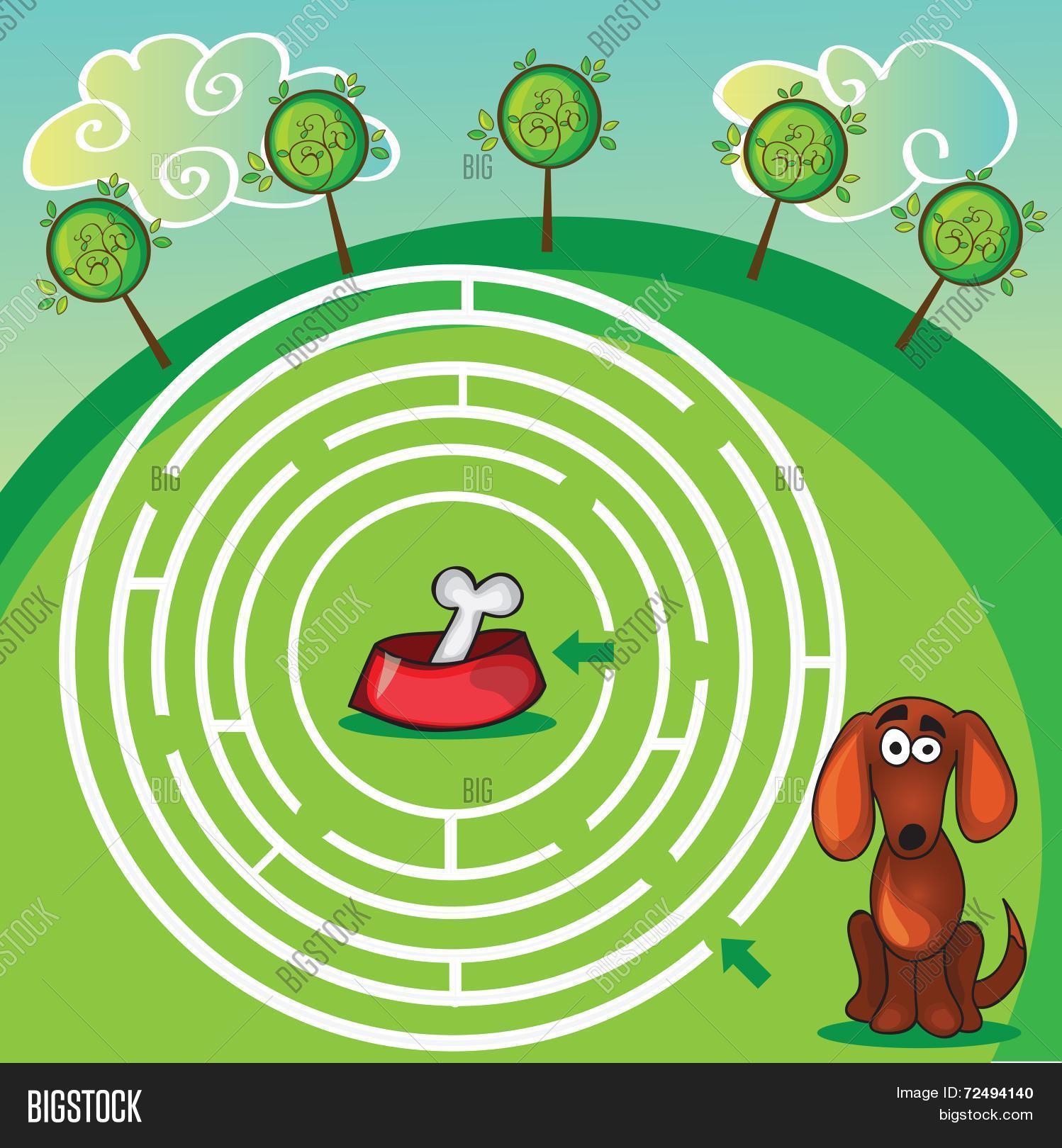 Cute Dog's Maze Game Vector & Photo (Free Trial) Bigstock