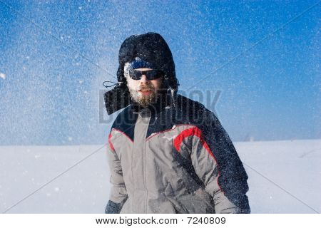 Man In Snowy Field