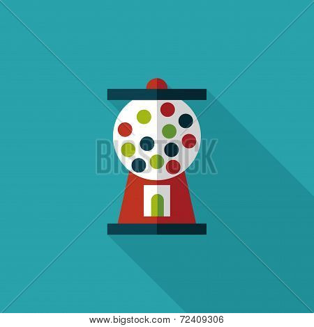 Gumball Machine Flat Icon With Long Shadow,eps10