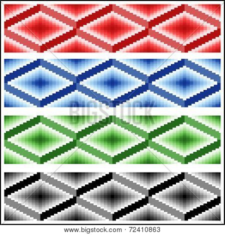 Set Of Four Seamless Rhombic Patterns