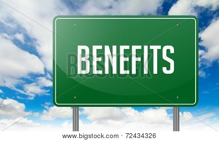 Benefits on Highway Signpost.