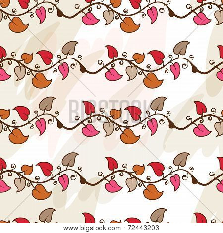 Vector Seamless Hand-drawn Pattern Of Colored Autumn And Summer Leaves
