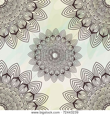 Vector Seamless Hand-drawn Pattern With Flowers And Leaves