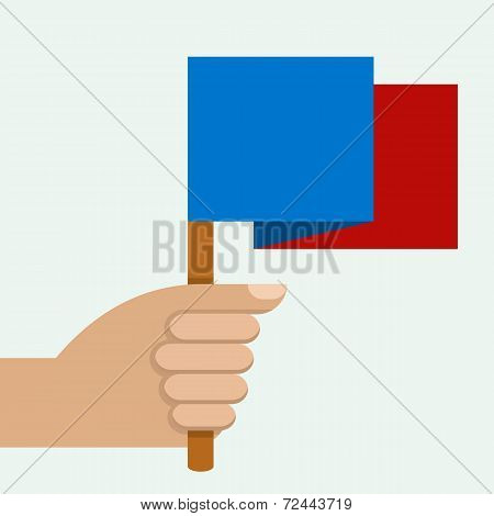 Hand Holding Colorful Flag, Vector Illustration