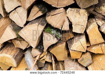 Stacked logs of firewood