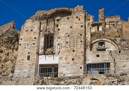 Panoramic view of Craco. Basilicata. Southern Italy.