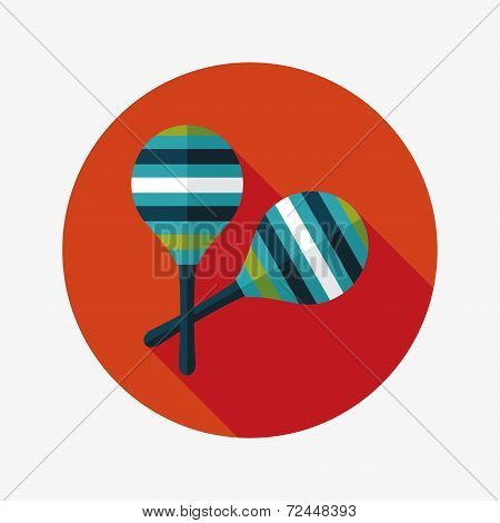 Wooden Rattle Flat Icon With Long Shadow,eps10
