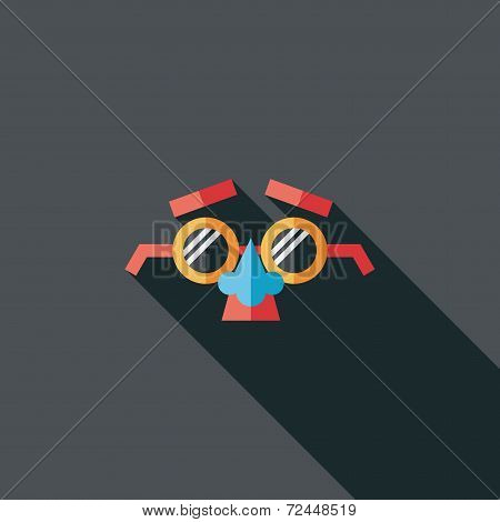 Party Mask Flat Icon With Long Shadow,eps10