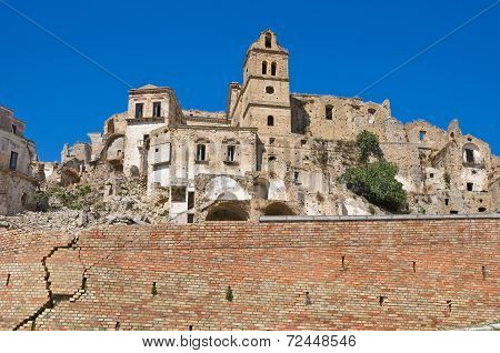 Panoramic view of Craco. Basilicata. Southern Italy.