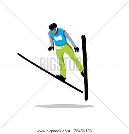 Jumping Skier Vector Sign