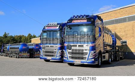 New Volvo FH Tank Trucks On A Yard