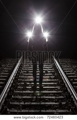 Woman In Front Of Train