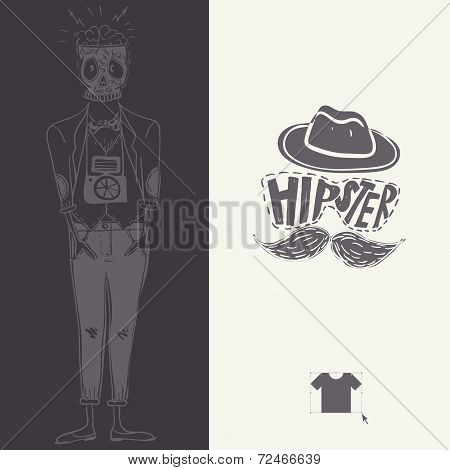 Hipster Background In Retro Style