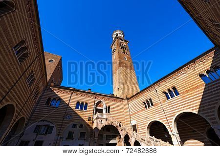 Lamberti Tower And Ragione Palace - Verona Italy