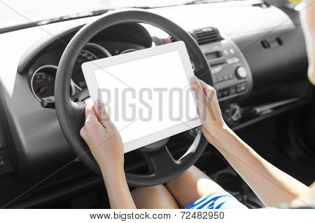 Car Driver With Tablet Pc