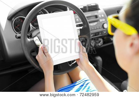 Car Driver With Tablet Pc