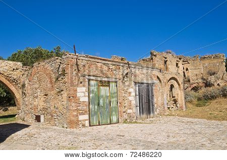Panoramic view of Craco. Basilicata. Southern Italy.