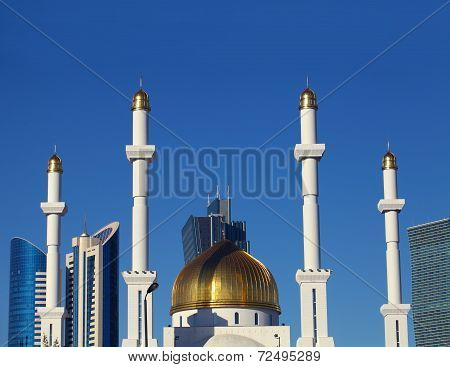 Fragment Of A Muslim Mosque In The Modern City. Kazakhstan. Astana.