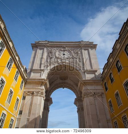 The Rua Augusta Arch In Lisbon. Here Are The Sculptures Made Of Celestin Anatole Calmels And Victor