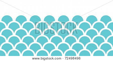 Abstract blue fishscale horizontal seamless pattern background
