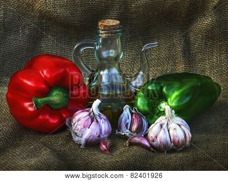 still life of vegetables, HDR