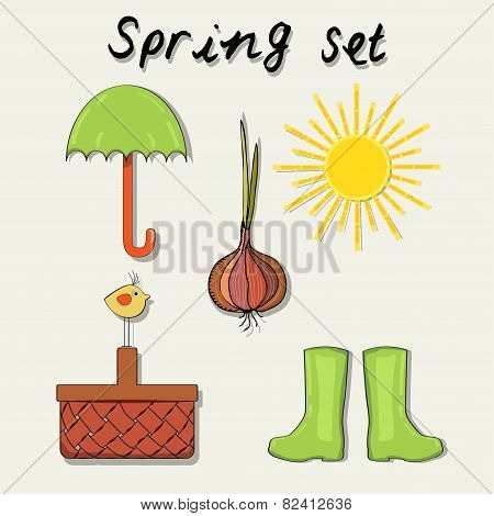 Spring Garden Set Vector