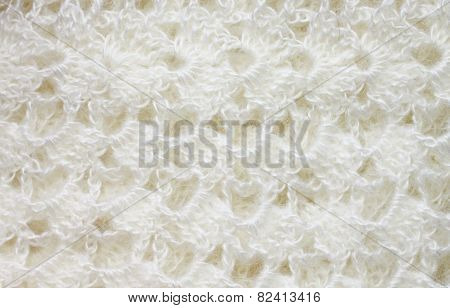 close-up of crocheted garment