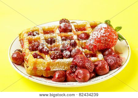 Waffles With Red Berries