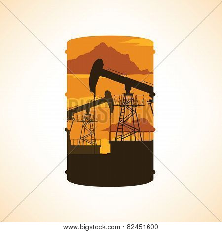 Oil Barrel Silhouette. Double Exposure Effect.