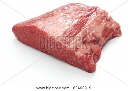 raw beef brisket isolated on white background