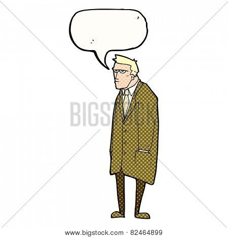 cartoon bad tempered man with speech bubble
