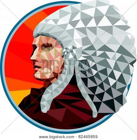 Native American Indian Chief Warrior Low Polygon