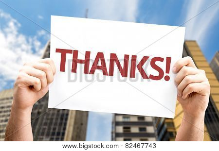Thanks! card with a urban background