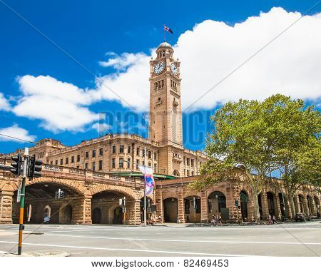 SYDNEY,AUSTRALIA-DEC 31, 2015:Sydney central railway statio clock tower on Dec 31. 2015, Australia. It is located at the southern end of the Sydney CBD and is the largest railway station in Australia.