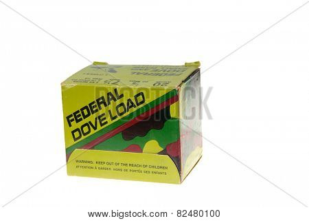 Hayward, CA - February 3, 2015: Box of Federal 20 Gauge Dove load shotshells - Illustrative editorial