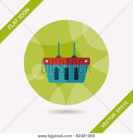 Shopping Basket Flat Icon With Long Shadow,eps10