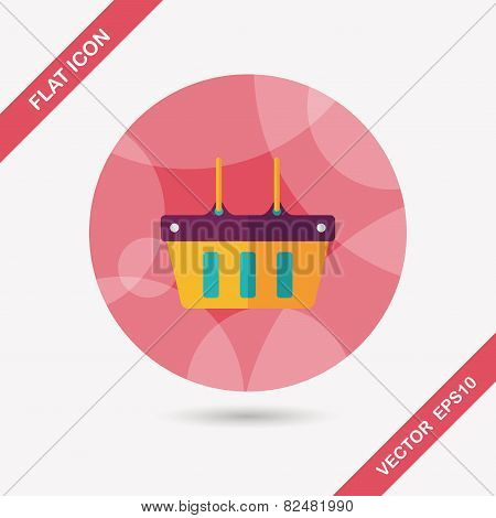Shopping Basket Flat Icon With Long Shadow,eps10
