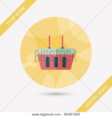 Shopping Basket Flat Icon With Long Shadow,eps10